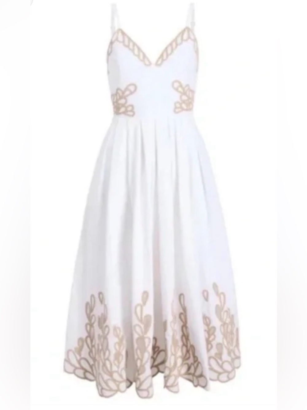 Christian Lacroix White Dress with Gold Embroidery
